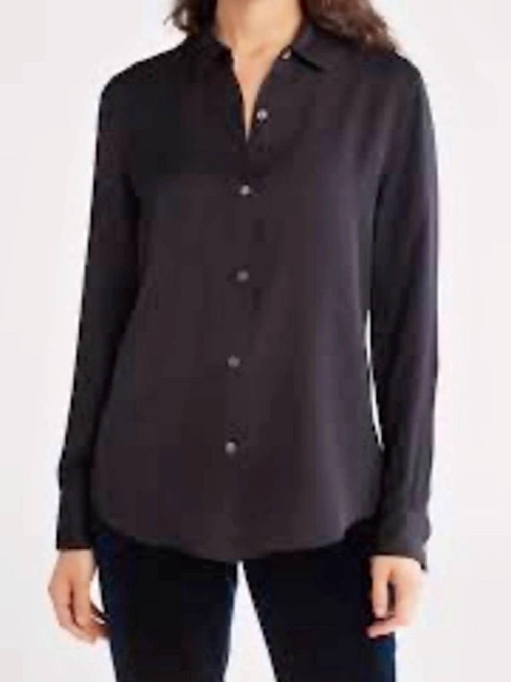 Theory Classic 100% Silk Button Down Shirt Black | Size S